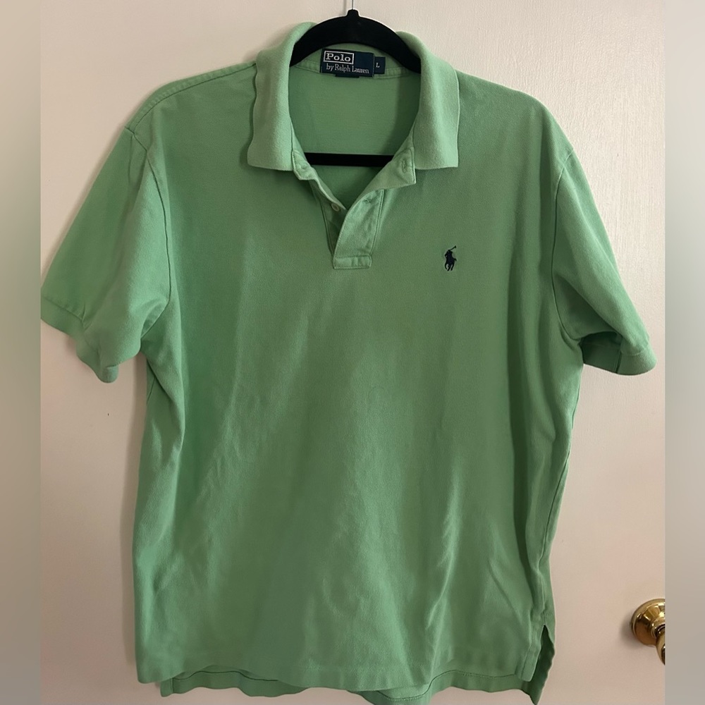 Polo Ralph Lauren Mens Large Green Polo Shirt Short Sleeve Classic Pony Logo